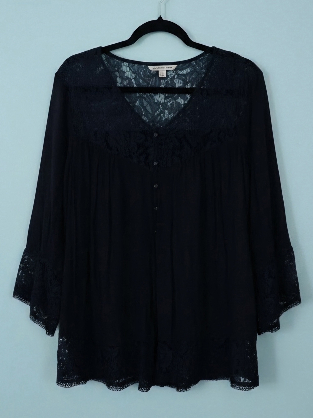 Zac & Rachel Navy Blue Lace-Trim Tunic
